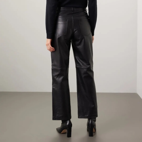 VEDA, Black Leather Pants Size 12 - Picture 2 of 7
